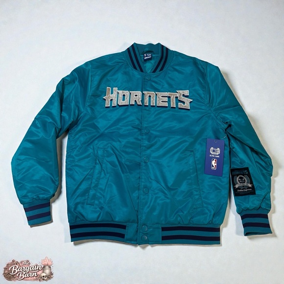 NBA Other - Charlotte Hornets Satin Bomber Jacket Ultra Game NBA Teal Snap Front NWT (Small)